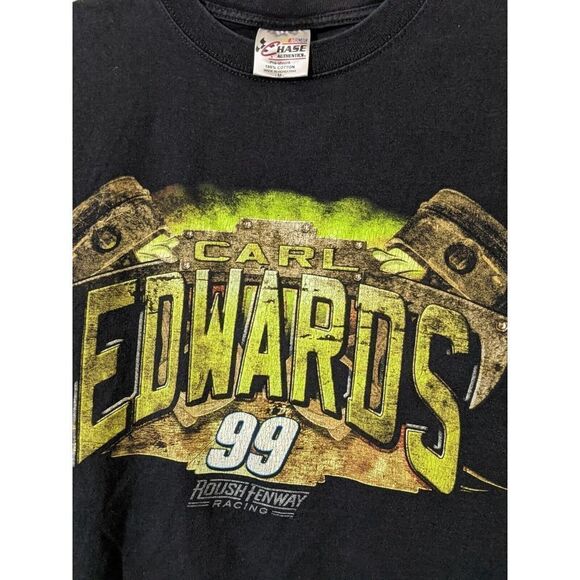 Carl Edwards 99 Roush Fenway Racing Black NASCAR T-shirt Medium Chase Authentics - Picture 4 of 6
